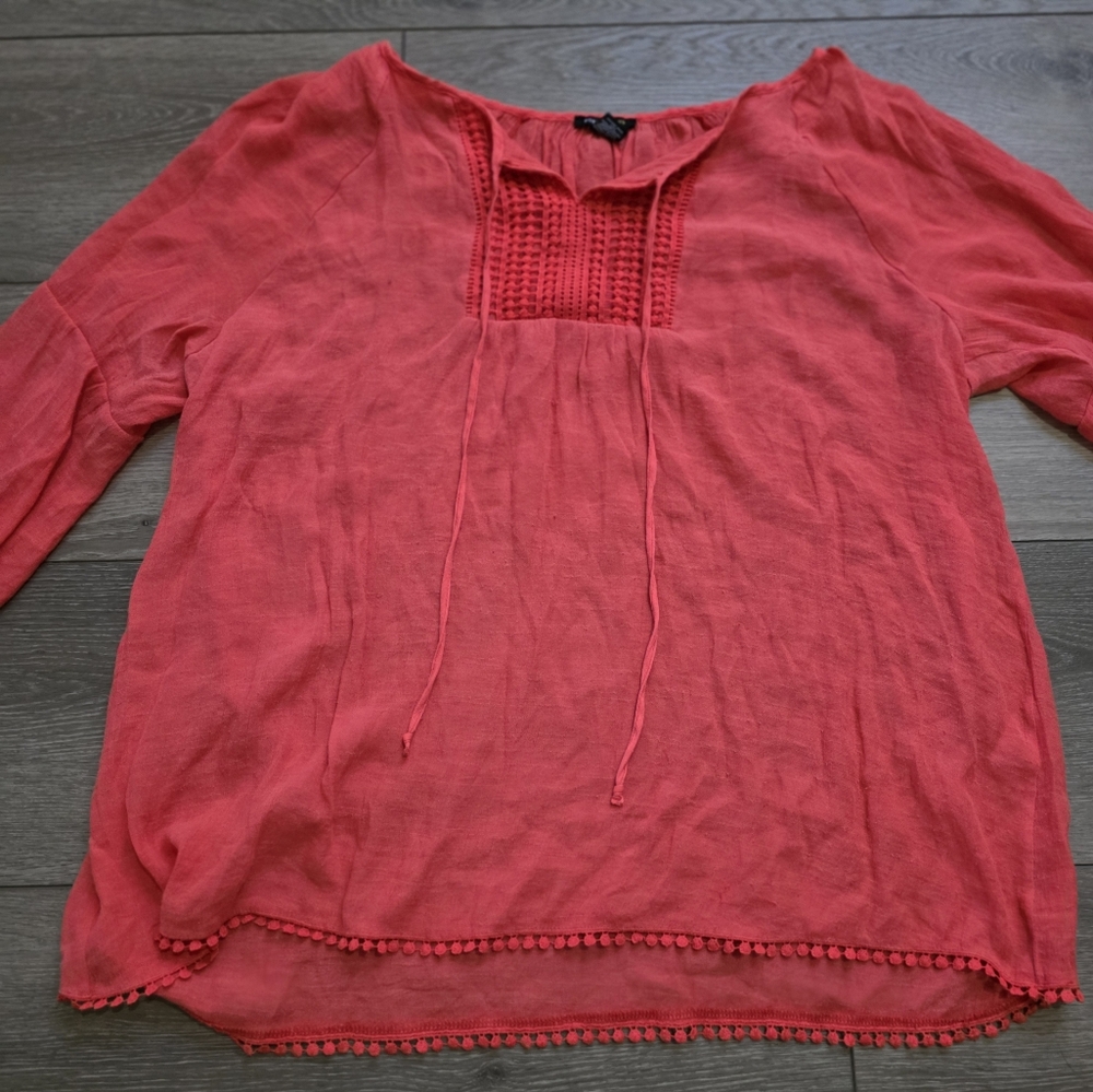 Robert Louis Pink Blouse with Crochet Detail
